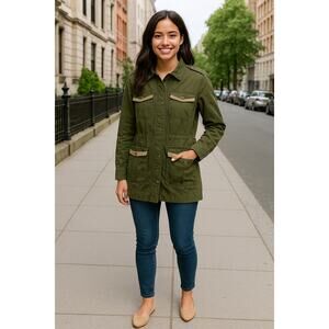 Cabi Anorak Longline Utility Jacket Womens Small Military Style Cinch Waist